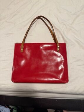 kate spade Red Leather Shoulder Bag with Tan Straps